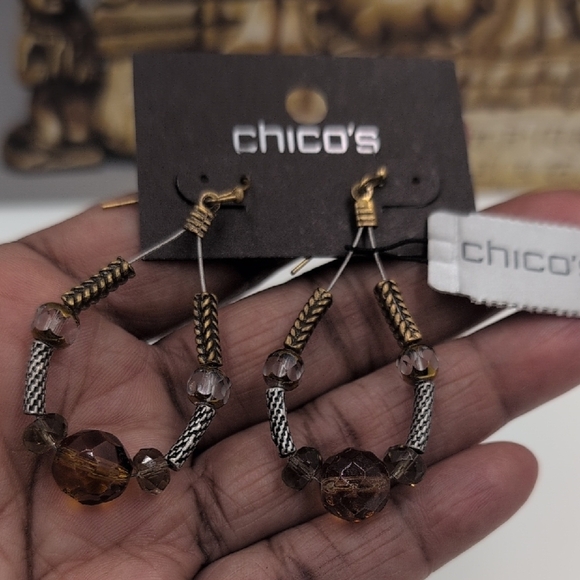 Chico's Gold and Silver Beaded Earrings - Picture 7 of 7
